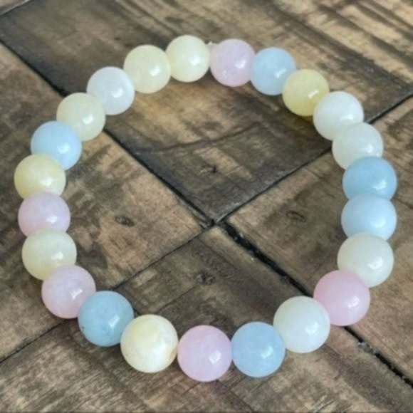 8mm Pastel Chalcedony Stretch Bracelet - Picture 3 of 4